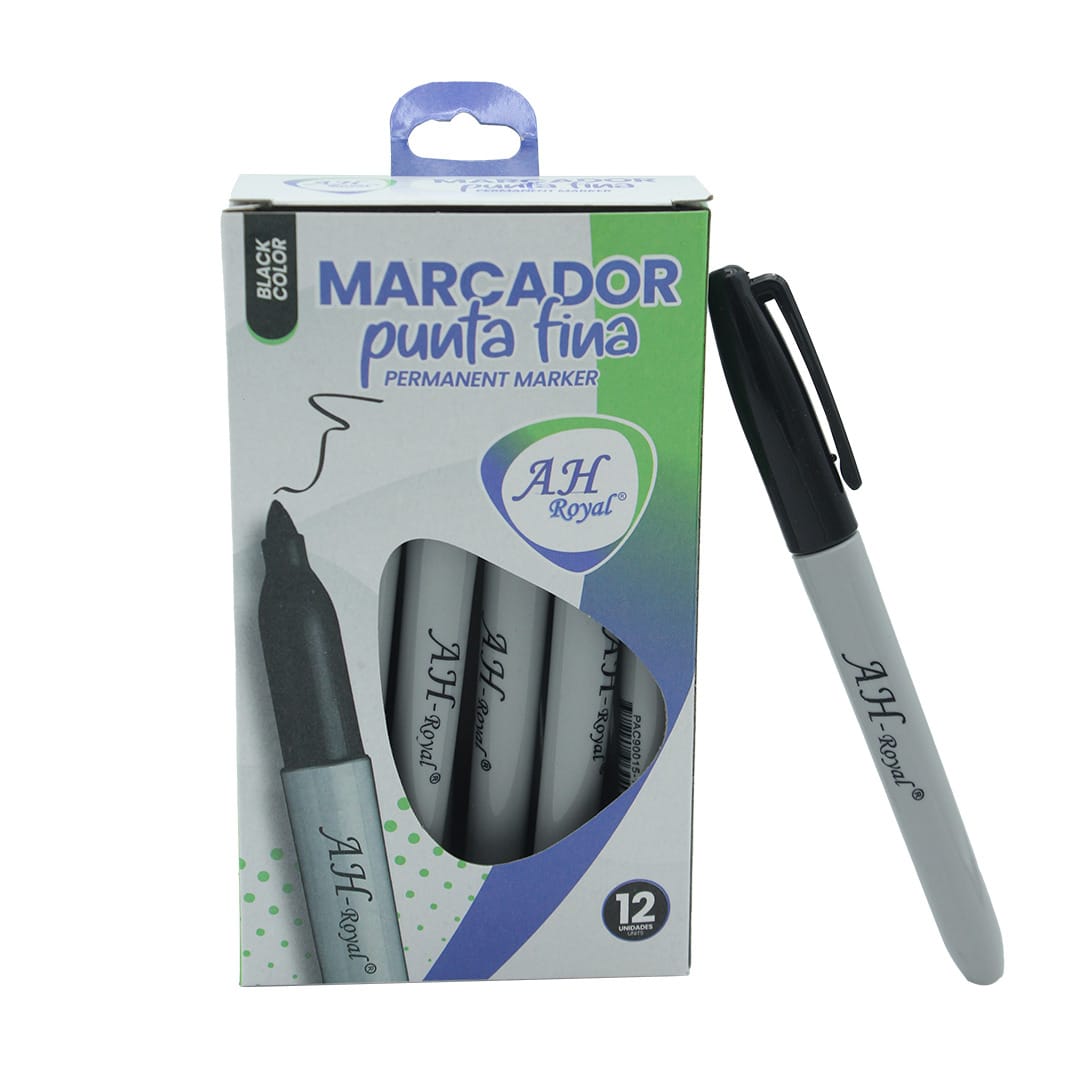 Marcador AH Royal negro punta delgada